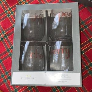 Threshold Christmas Holiday Wine Glasses